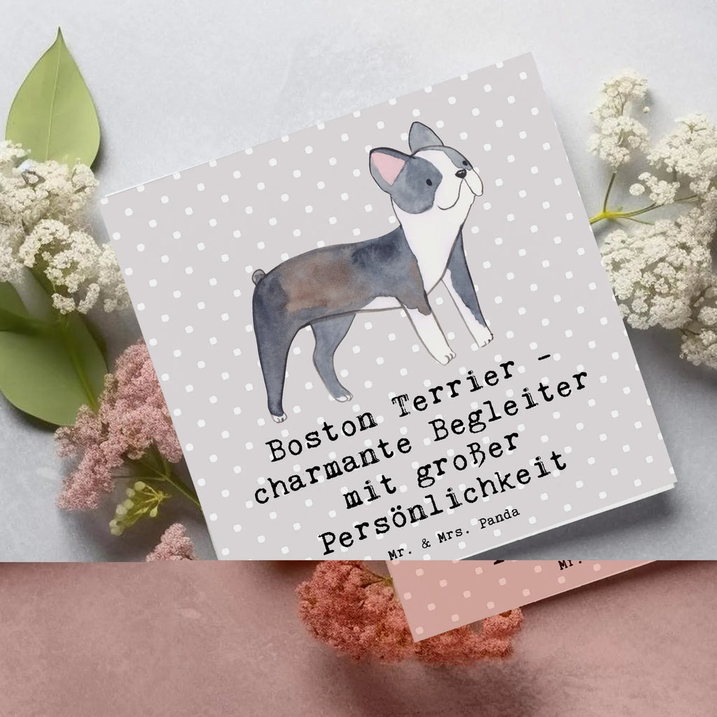 Deluxe Karte Boston Terrier Begleiter Karte, Grußkarte, Klappkarte, Einladungskarte, Glückwunschkarte, Hochzeitskarte, Geburtstagskarte, Hochwertige Grußkarte, Hochwertige Klappkarte, Hund, Hunderasse, Rassehund, Hundebesitzer, Geschenk, Tierfreund, Schenken, Welpe