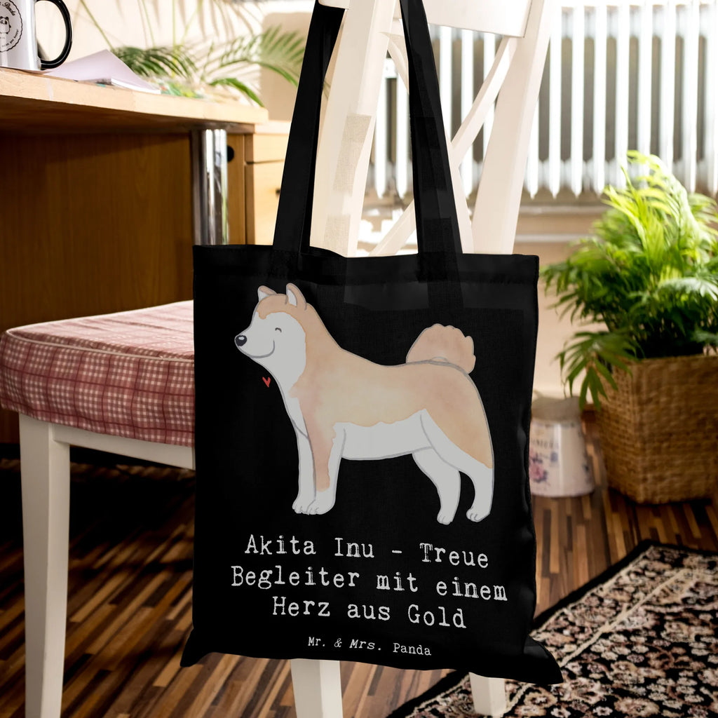 Tragetasche Akita Inu Herz Beuteltasche, Beutel, Einkaufstasche, Jutebeutel, Stoffbeutel, Tasche, Shopper, Umhängetasche, Strandtasche, Schultertasche, Stofftasche, Tragetasche, Badetasche, Jutetasche, Einkaufstüte, Laptoptasche, Hund, Hunderasse, Rassehund, Hundebesitzer, Geschenk, Tierfreund, Schenken, Welpe