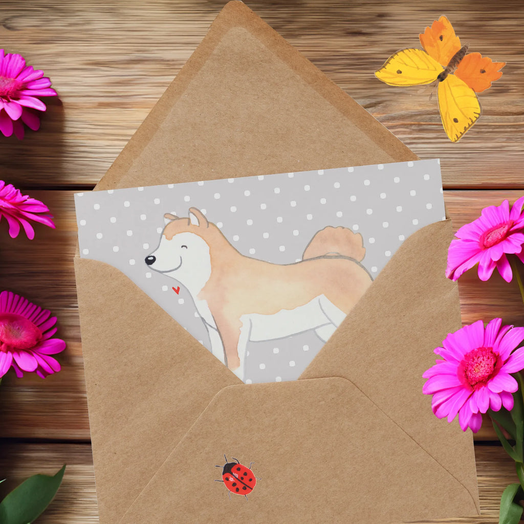 Deluxe Karte Akita Inu Herz Karte, Grußkarte, Klappkarte, Einladungskarte, Glückwunschkarte, Hochzeitskarte, Geburtstagskarte, Hochwertige Grußkarte, Hochwertige Klappkarte, Hund, Hunderasse, Rassehund, Hundebesitzer, Geschenk, Tierfreund, Schenken, Welpe