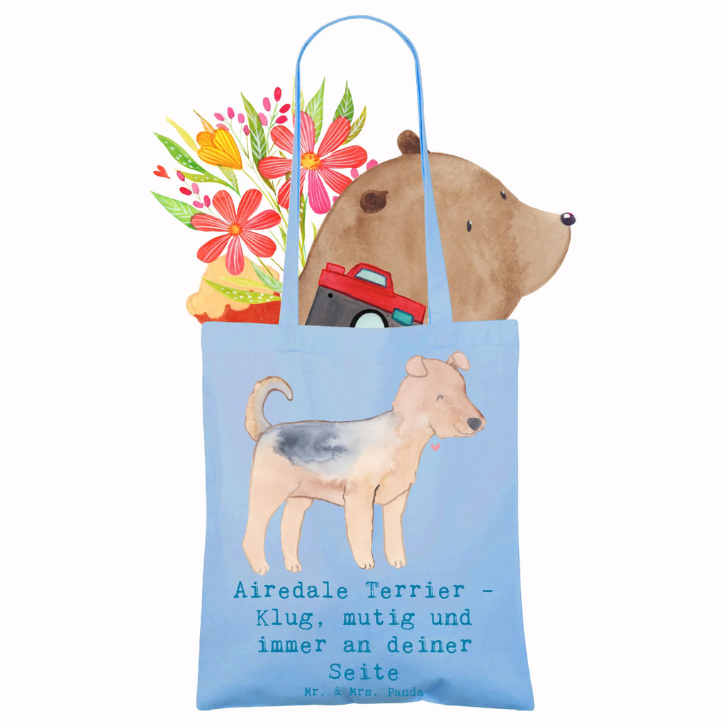 Tragetasche Airedale Terrier Beuteltasche, Beutel, Einkaufstasche, Jutebeutel, Stoffbeutel, Tasche, Shopper, Umhängetasche, Strandtasche, Schultertasche, Stofftasche, Tragetasche, Badetasche, Jutetasche, Einkaufstüte, Laptoptasche, Hund, Hunderasse, Rassehund, Hundebesitzer, Geschenk, Tierfreund, Schenken, Welpe