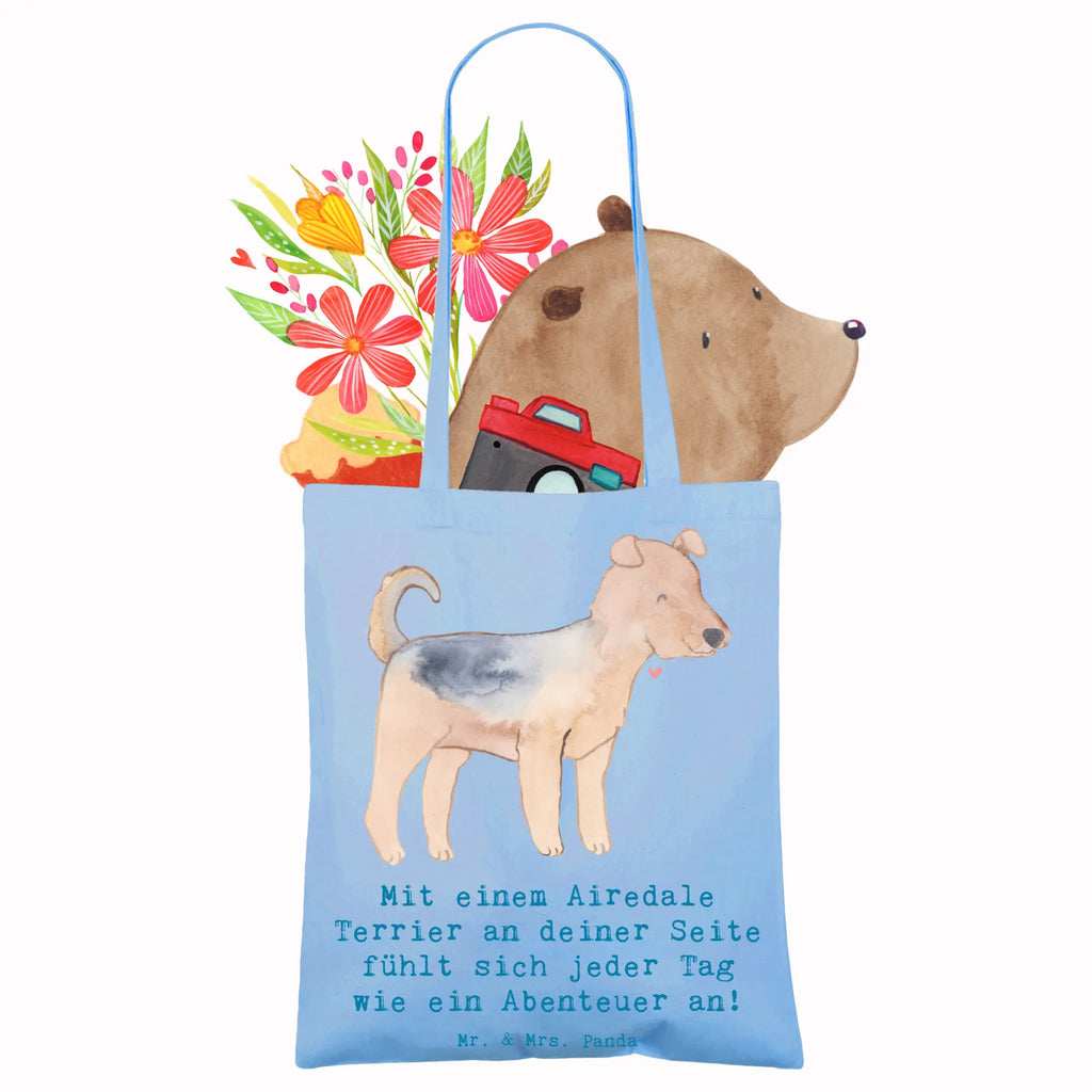 Tragetasche Airedale Terrier Abenteuer Beuteltasche, Beutel, Einkaufstasche, Jutebeutel, Stoffbeutel, Tasche, Shopper, Umhängetasche, Strandtasche, Schultertasche, Stofftasche, Tragetasche, Badetasche, Jutetasche, Einkaufstüte, Laptoptasche, Hund, Hunderasse, Rassehund, Hundebesitzer, Geschenk, Tierfreund, Schenken, Welpe