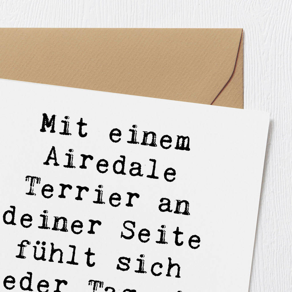 Deluxe Karte Spruch Airedale Terrier Abenteuer Karte, Grußkarte, Klappkarte, Einladungskarte, Glückwunschkarte, Hochzeitskarte, Geburtstagskarte, Hochwertige Grußkarte, Hochwertige Klappkarte, Hund, Hunderasse, Rassehund, Hundebesitzer, Geschenk, Tierfreund, Schenken, Welpe