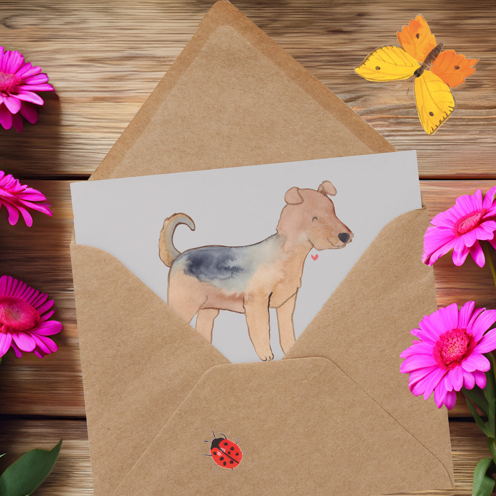 Deluxe Karte Airedale Terrier Karte, Grußkarte, Klappkarte, Einladungskarte, Glückwunschkarte, Hochzeitskarte, Geburtstagskarte, Hochwertige Grußkarte, Hochwertige Klappkarte, Hund, Hunderasse, Rassehund, Hundebesitzer, Geschenk, Tierfreund, Schenken, Welpe