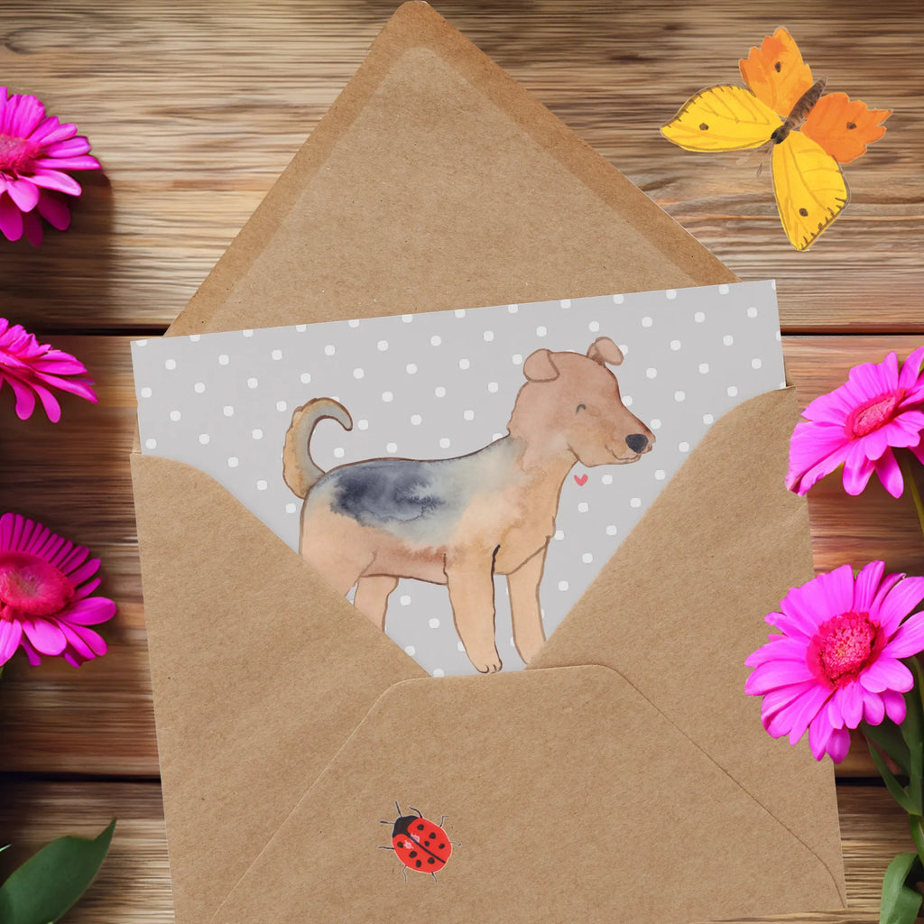 Deluxe Karte Airedale Terrier Karte, Grußkarte, Klappkarte, Einladungskarte, Glückwunschkarte, Hochzeitskarte, Geburtstagskarte, Hochwertige Grußkarte, Hochwertige Klappkarte, Hund, Hunderasse, Rassehund, Hundebesitzer, Geschenk, Tierfreund, Schenken, Welpe