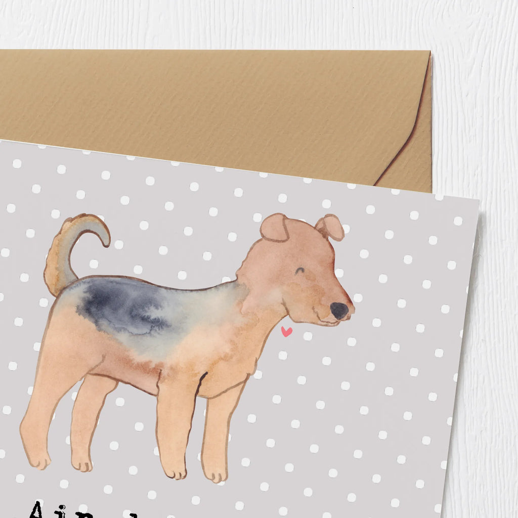 Deluxe Karte Airedale Terrier Karte, Grußkarte, Klappkarte, Einladungskarte, Glückwunschkarte, Hochzeitskarte, Geburtstagskarte, Hochwertige Grußkarte, Hochwertige Klappkarte, Hund, Hunderasse, Rassehund, Hundebesitzer, Geschenk, Tierfreund, Schenken, Welpe