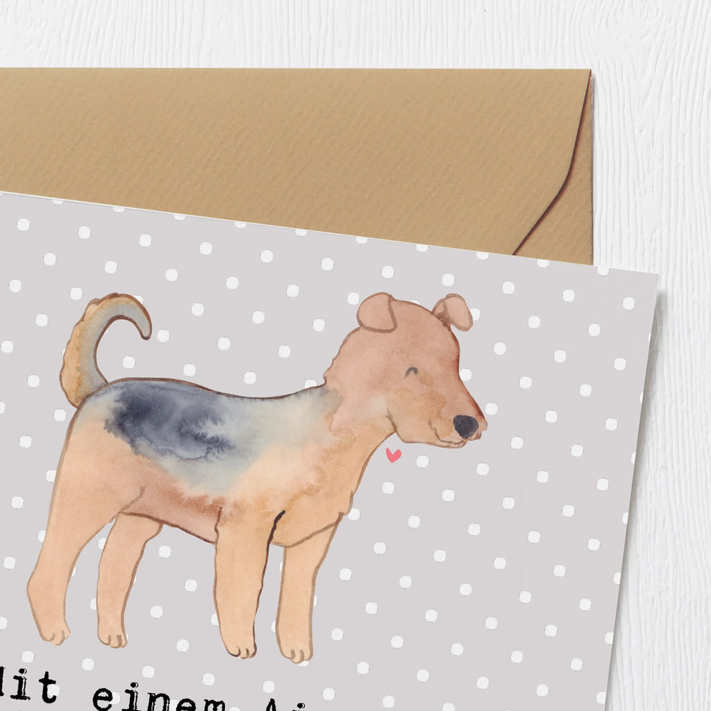 Deluxe Karte Airedale Terrier Abenteuer Karte, Grußkarte, Klappkarte, Einladungskarte, Glückwunschkarte, Hochzeitskarte, Geburtstagskarte, Hochwertige Grußkarte, Hochwertige Klappkarte, Hund, Hunderasse, Rassehund, Hundebesitzer, Geschenk, Tierfreund, Schenken, Welpe