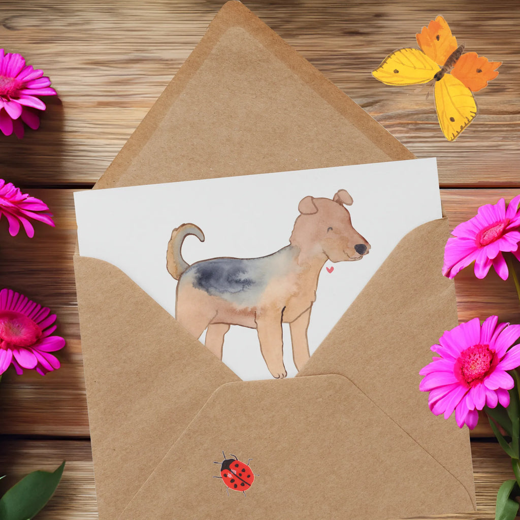 Deluxe Karte Airedale Terrier Karte, Grußkarte, Klappkarte, Einladungskarte, Glückwunschkarte, Hochzeitskarte, Geburtstagskarte, Hochwertige Grußkarte, Hochwertige Klappkarte, Hund, Hunderasse, Rassehund, Hundebesitzer, Geschenk, Tierfreund, Schenken, Welpe