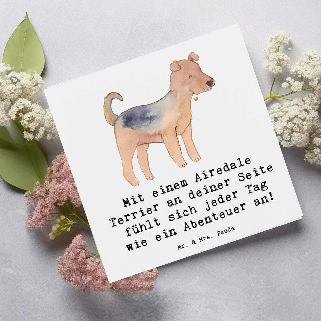 Deluxe Karte Airedale Terrier Abenteuer Karte, Grußkarte, Klappkarte, Einladungskarte, Glückwunschkarte, Hochzeitskarte, Geburtstagskarte, Hochwertige Grußkarte, Hochwertige Klappkarte, Hund, Hunderasse, Rassehund, Hundebesitzer, Geschenk, Tierfreund, Schenken, Welpe