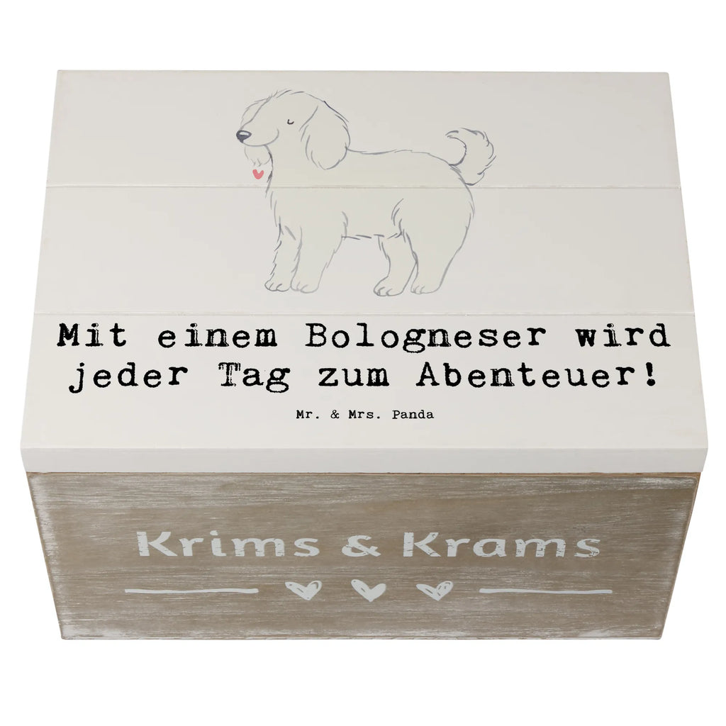 Holzkiste Bologneser Abenteuer Holzkiste, Kiste, Schatzkiste, Truhe, Schatulle, XXL, Erinnerungsbox, Erinnerungskiste, Dekokiste, Aufbewahrungsbox, Geschenkbox, Geschenkdose, Hund, Hunderasse, Rassehund, Hundebesitzer, Geschenk, Tierfreund, Schenken, Welpe