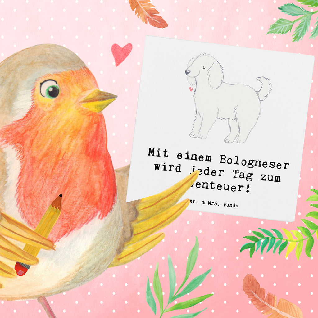 Deluxe Karte Bologneser Abenteuer Karte, Grußkarte, Klappkarte, Einladungskarte, Glückwunschkarte, Hochzeitskarte, Geburtstagskarte, Hochwertige Grußkarte, Hochwertige Klappkarte, Hund, Hunderasse, Rassehund, Hundebesitzer, Geschenk, Tierfreund, Schenken, Welpe