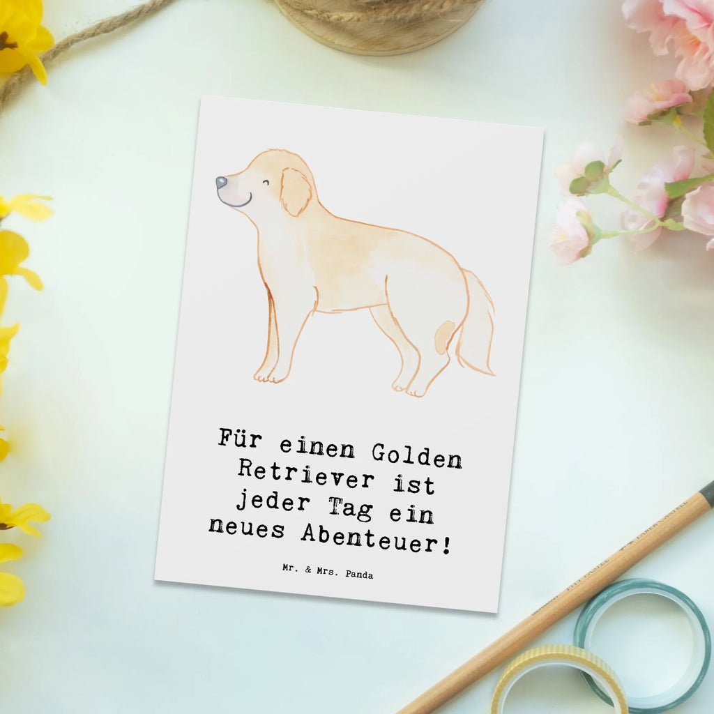 Postkarte Golden Retriever Abenteuer Postkarte, Karte, Geschenkkarte, Grußkarte, Einladung, Ansichtskarte, Geburtstagskarte, Einladungskarte, Dankeskarte, Ansichtskarten, Einladung Geburtstag, Einladungskarten Geburtstag, Hund, Hunderasse, Rassehund, Hundebesitzer, Geschenk, Tierfreund, Schenken, Welpe