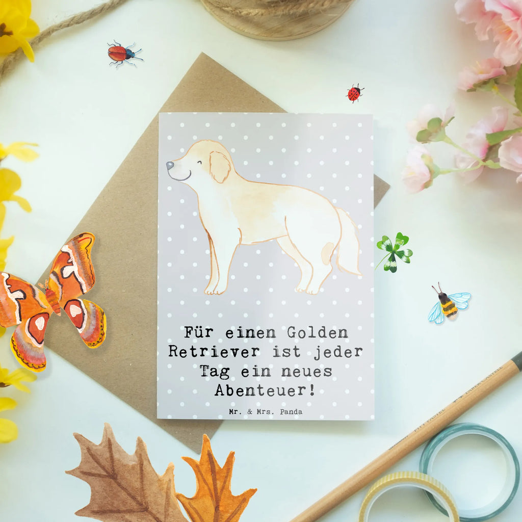 Grußkarte Golden Retriever Abenteuer Grußkarte, Klappkarte, Einladungskarte, Glückwunschkarte, Hochzeitskarte, Geburtstagskarte, Karte, Ansichtskarten, Hund, Hunderasse, Rassehund, Hundebesitzer, Geschenk, Tierfreund, Schenken, Welpe