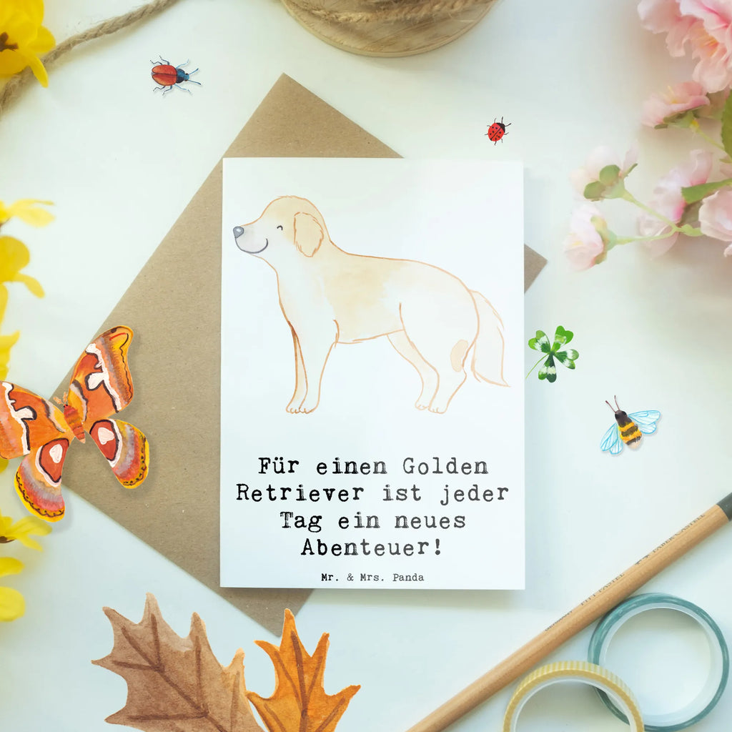 Grußkarte Golden Retriever Abenteuer Grußkarte, Klappkarte, Einladungskarte, Glückwunschkarte, Hochzeitskarte, Geburtstagskarte, Karte, Ansichtskarten, Hund, Hunderasse, Rassehund, Hundebesitzer, Geschenk, Tierfreund, Schenken, Welpe