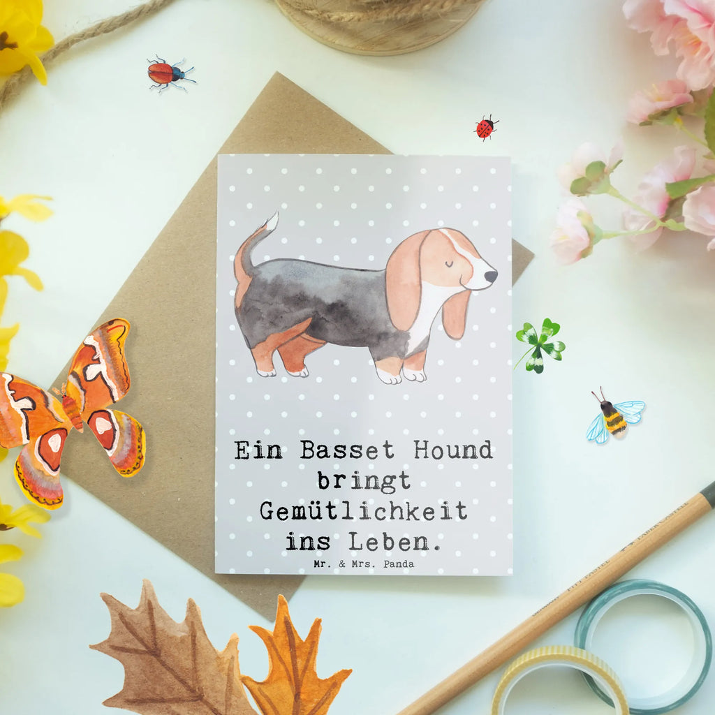 Grußkarte Basset Hound Gemütlichkeit Grußkarte, Klappkarte, Einladungskarte, Glückwunschkarte, Hochzeitskarte, Geburtstagskarte, Karte, Ansichtskarten, Hund, Hunderasse, Rassehund, Hundebesitzer, Geschenk, Tierfreund, Schenken, Welpe