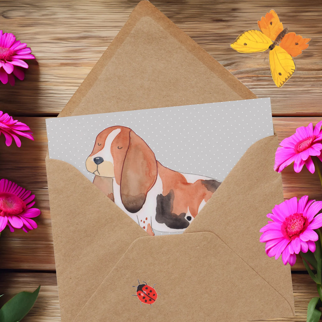 Deluxe Karte Basset Hound Freund Karte, Grußkarte, Klappkarte, Einladungskarte, Glückwunschkarte, Hochzeitskarte, Geburtstagskarte, Hochwertige Grußkarte, Hochwertige Klappkarte, Hund, Hunderasse, Rassehund, Hundebesitzer, Geschenk, Tierfreund, Schenken, Welpe