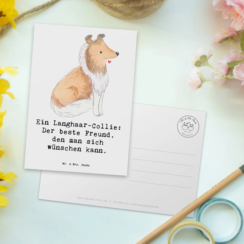 Postkarte Langhaar Collie Freund Postkarte, Karte, Geschenkkarte, Grußkarte, Einladung, Ansichtskarte, Geburtstagskarte, Einladungskarte, Dankeskarte, Ansichtskarten, Einladung Geburtstag, Einladungskarten Geburtstag, Hund, Hunderasse, Rassehund, Hundebesitzer, Geschenk, Tierfreund, Schenken, Welpe