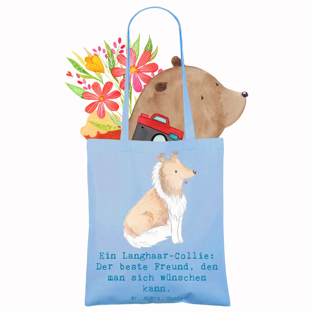 Tragetasche Langhaar Collie Freund Beuteltasche, Beutel, Einkaufstasche, Jutebeutel, Stoffbeutel, Tasche, Shopper, Umhängetasche, Strandtasche, Schultertasche, Stofftasche, Tragetasche, Badetasche, Jutetasche, Einkaufstüte, Laptoptasche, Hund, Hunderasse, Rassehund, Hundebesitzer, Geschenk, Tierfreund, Schenken, Welpe