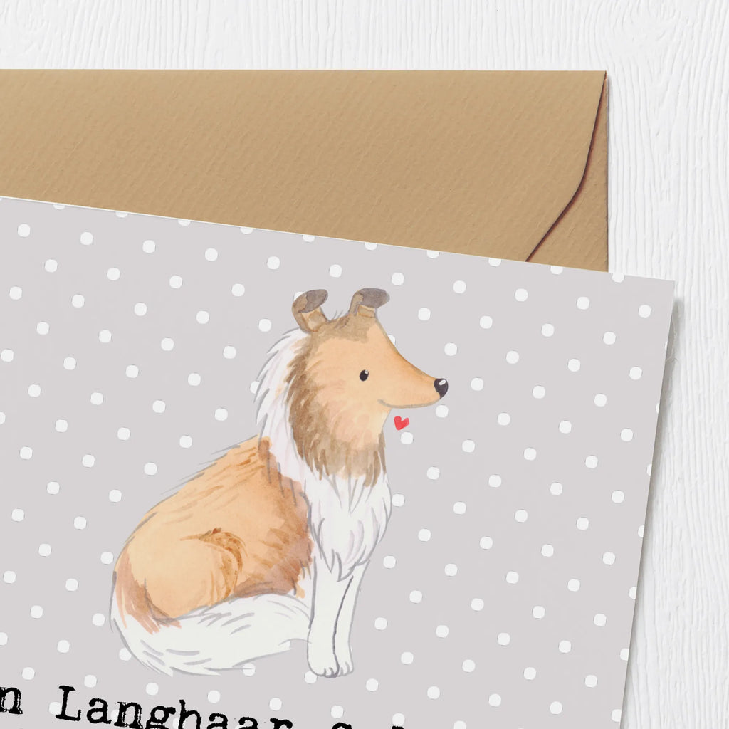 Deluxe Karte Langhaar Collie Freund Karte, Grußkarte, Klappkarte, Einladungskarte, Glückwunschkarte, Hochzeitskarte, Geburtstagskarte, Hochwertige Grußkarte, Hochwertige Klappkarte, Hund, Hunderasse, Rassehund, Hundebesitzer, Geschenk, Tierfreund, Schenken, Welpe