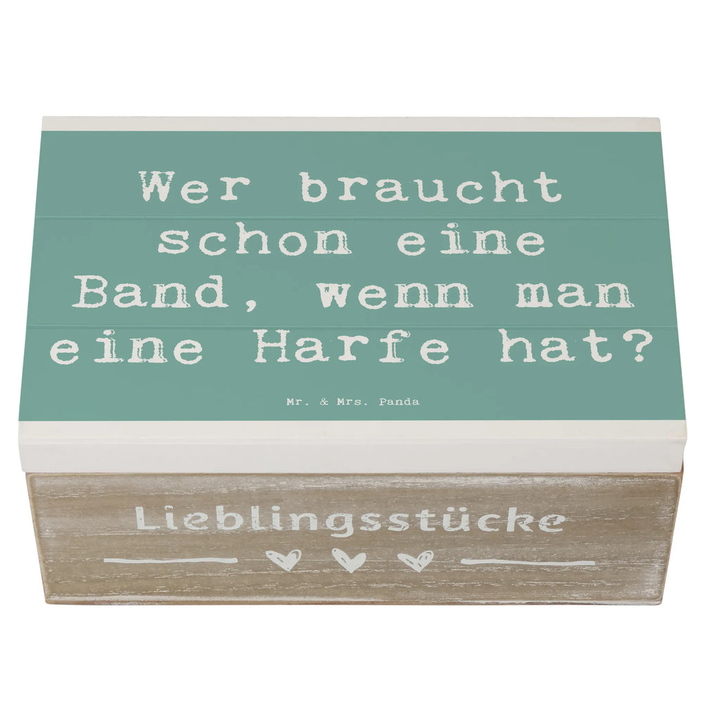 Holzkiste Spruch Wer braucht schon eine Band, wenn man eine Harfe hat? Holzkiste, Kiste, Schatzkiste, Truhe, Schatulle, XXL, Erinnerungsbox, Erinnerungskiste, Dekokiste, Aufbewahrungsbox, Geschenkbox, Geschenkdose, Instrumente, Geschenke Musiker, Musikliebhaber