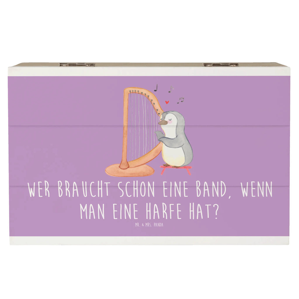 Holzkiste Wer braucht schon eine Band, wenn man eine Harfe hat? Holzkiste, Kiste, Schatzkiste, Truhe, Schatulle, XXL, Erinnerungsbox, Erinnerungskiste, Dekokiste, Aufbewahrungsbox, Geschenkbox, Geschenkdose, Instrumente, Geschenke Musiker, Musikliebhaber