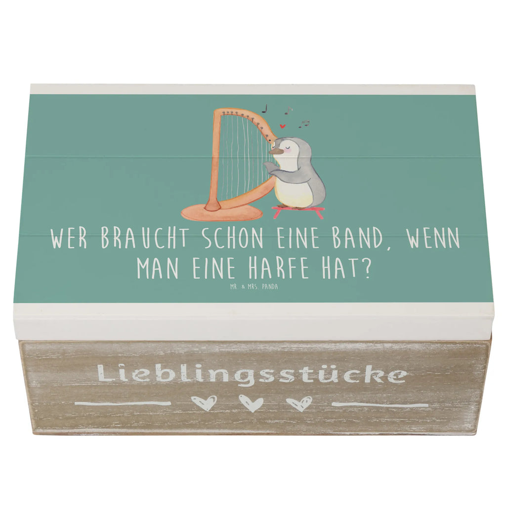 Holzkiste Wer braucht schon eine Band, wenn man eine Harfe hat? Holzkiste, Kiste, Schatzkiste, Truhe, Schatulle, XXL, Erinnerungsbox, Erinnerungskiste, Dekokiste, Aufbewahrungsbox, Geschenkbox, Geschenkdose, Instrumente, Geschenke Musiker, Musikliebhaber