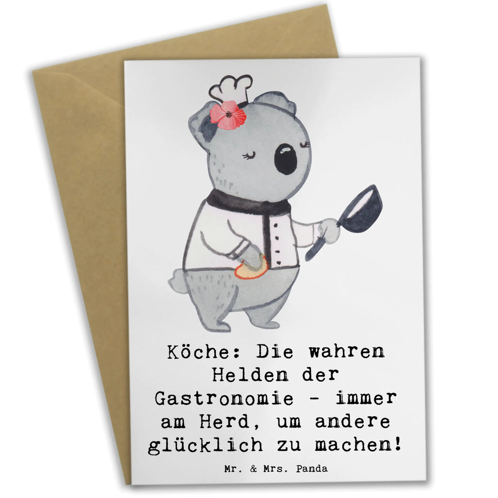 Grußkarte Köche: Die wahren Helden der Gastronomie - immer am Herd, um andere glücklich zu machen! Grußkarte, Klappkarte, Einladungskarte, Glückwunschkarte, Hochzeitskarte, Geburtstagskarte, Karte, Ansichtskarten, Beruf, Ausbildung, Jubiläum, Abschied, Rente, Kollege, Kollegin, Geschenk, Schenken, Arbeitskollege, Mitarbeiter, Firma, Danke, Dankeschön