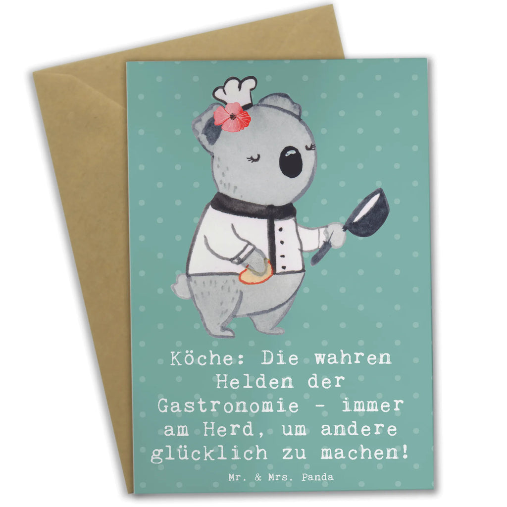 Grußkarte Köche: Die wahren Helden der Gastronomie - immer am Herd, um andere glücklich zu machen! Grußkarte, Klappkarte, Einladungskarte, Glückwunschkarte, Hochzeitskarte, Geburtstagskarte, Karte, Ansichtskarten, Beruf, Ausbildung, Jubiläum, Abschied, Rente, Kollege, Kollegin, Geschenk, Schenken, Arbeitskollege, Mitarbeiter, Firma, Danke, Dankeschön