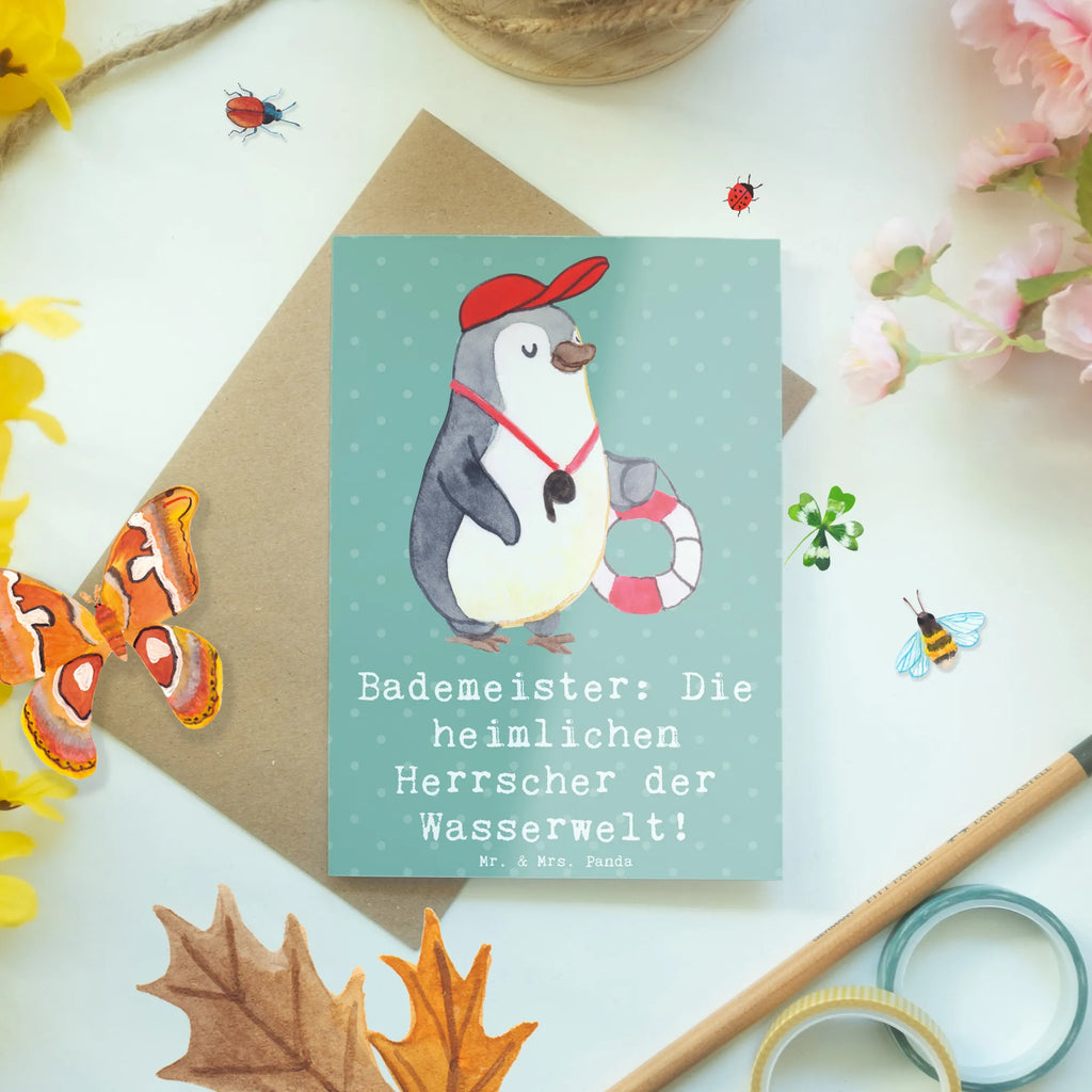 Grußkarte Bademeister Herrscher Grußkarte, Klappkarte, Einladungskarte, Glückwunschkarte, Hochzeitskarte, Geburtstagskarte, Karte, Ansichtskarten, Beruf, Ausbildung, Jubiläum, Abschied, Rente, Kollege, Kollegin, Geschenk, Schenken, Arbeitskollege, Mitarbeiter, Firma, Danke, Dankeschön