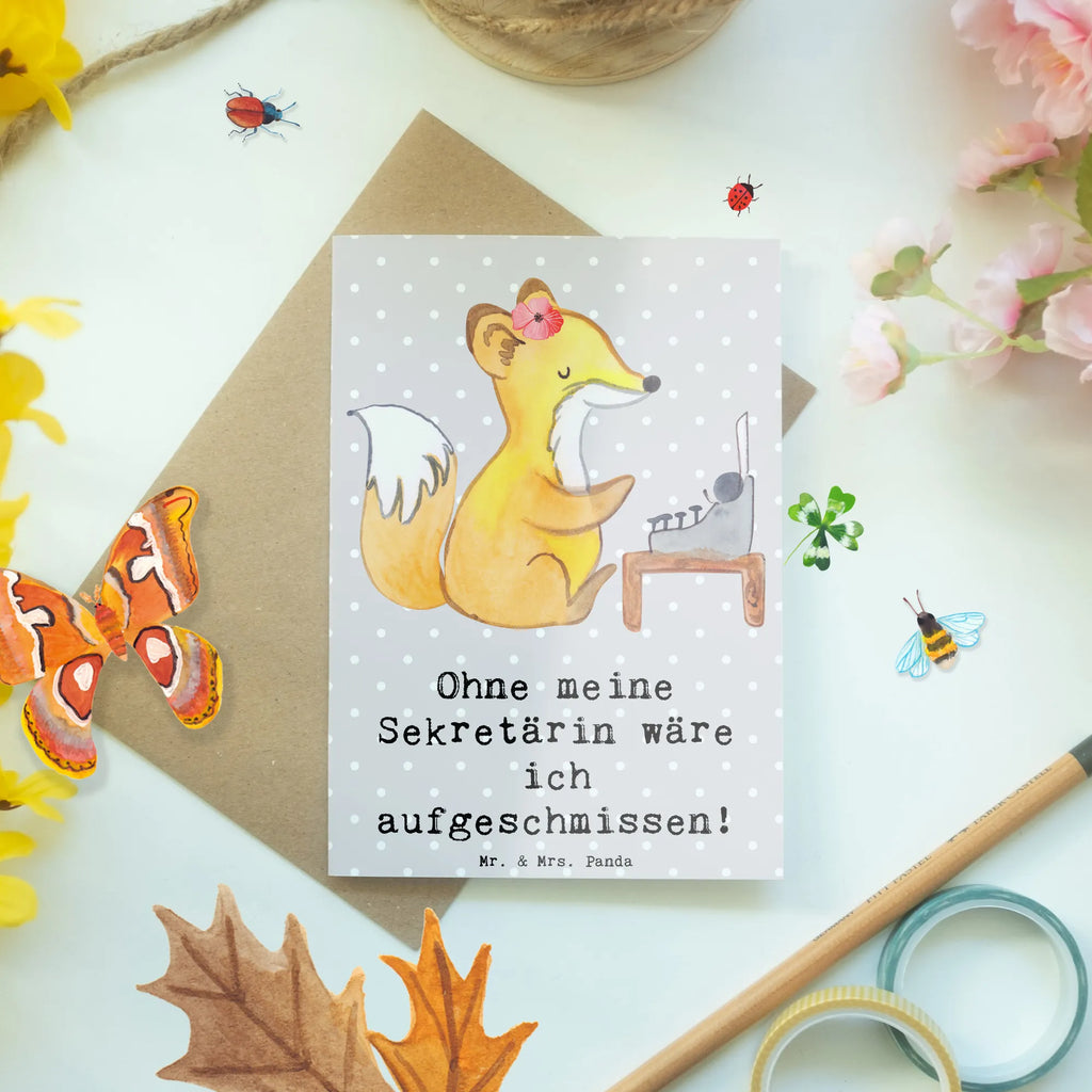 Grußkarte Ohne meine Sekretärin wäre ich aufgeschmissen! Grußkarte, Klappkarte, Einladungskarte, Glückwunschkarte, Hochzeitskarte, Geburtstagskarte, Karte, Ansichtskarten, Beruf, Ausbildung, Jubiläum, Abschied, Rente, Kollege, Kollegin, Geschenk, Schenken, Arbeitskollege, Mitarbeiter, Firma, Danke, Dankeschön