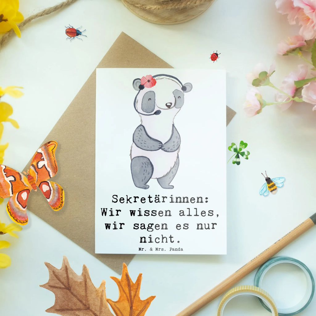 Grußkarte Sekretärinnen: Wir wissen alles, wir sagen es nur nicht. Grußkarte, Klappkarte, Einladungskarte, Glückwunschkarte, Hochzeitskarte, Geburtstagskarte, Karte, Ansichtskarten, Beruf, Ausbildung, Jubiläum, Abschied, Rente, Kollege, Kollegin, Geschenk, Schenken, Arbeitskollege, Mitarbeiter, Firma, Danke, Dankeschön