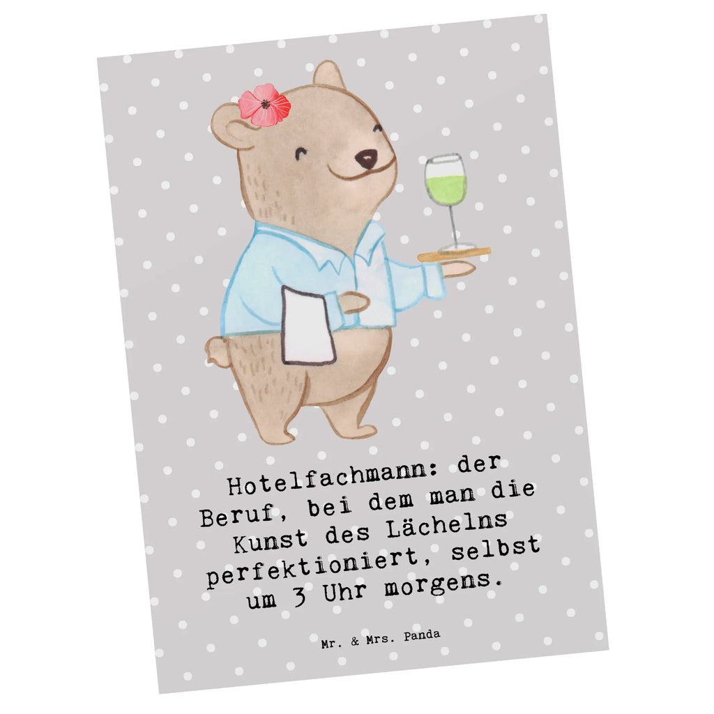 Postkarte Hotelfachmann: der Beruf, bei dem man die Kunst des Lächelns perfektioniert, selbst um 3 Uhr morgens. Postkarte, Karte, Geschenkkarte, Grußkarte, Einladung, Ansichtskarte, Geburtstagskarte, Einladungskarte, Dankeskarte, Ansichtskarten, Einladung Geburtstag, Einladungskarten Geburtstag, Beruf, Ausbildung, Jubiläum, Abschied, Rente, Kollege, Kollegin, Geschenk, Schenken, Arbeitskollege, Mitarbeiter, Firma, Danke, Dankeschön