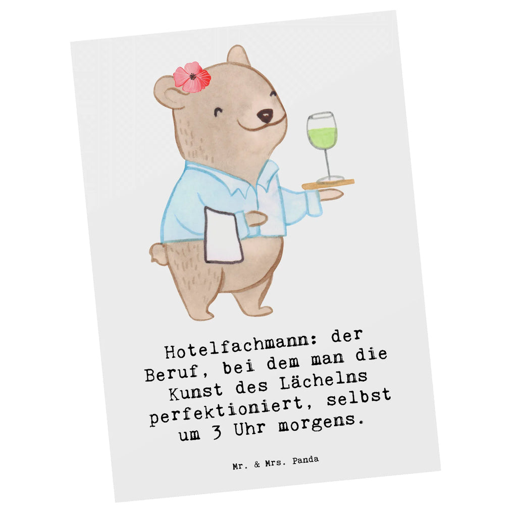 Postkarte Hotelfachmann: der Beruf, bei dem man die Kunst des Lächelns perfektioniert, selbst um 3 Uhr morgens. Postkarte, Karte, Geschenkkarte, Grußkarte, Einladung, Ansichtskarte, Geburtstagskarte, Einladungskarte, Dankeskarte, Ansichtskarten, Einladung Geburtstag, Einladungskarten Geburtstag, Beruf, Ausbildung, Jubiläum, Abschied, Rente, Kollege, Kollegin, Geschenk, Schenken, Arbeitskollege, Mitarbeiter, Firma, Danke, Dankeschön