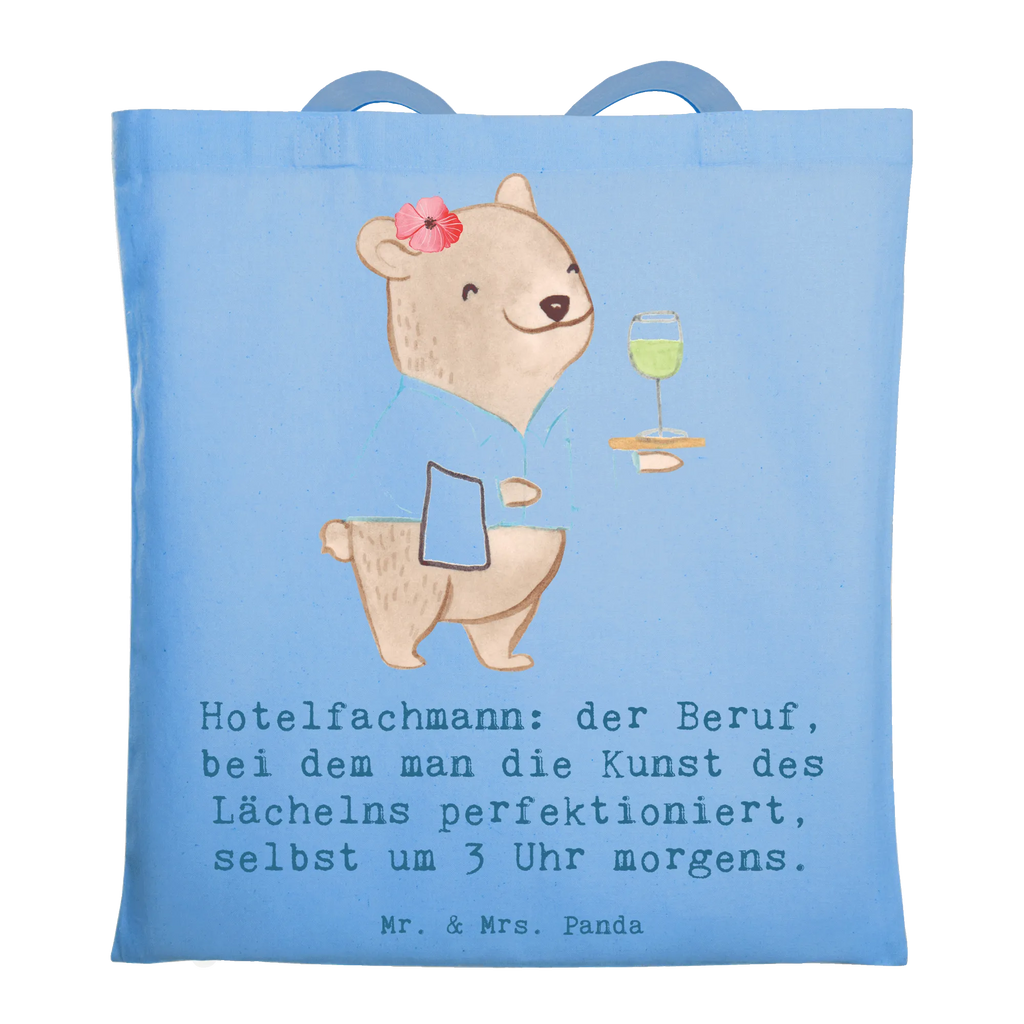 Tragetasche Hotelfachmann: der Beruf, bei dem man die Kunst des Lächelns perfektioniert, selbst um 3 Uhr morgens. Beuteltasche, Beutel, Einkaufstasche, Jutebeutel, Stoffbeutel, Tasche, Shopper, Umhängetasche, Strandtasche, Schultertasche, Stofftasche, Tragetasche, Badetasche, Jutetasche, Einkaufstüte, Laptoptasche, Beruf, Ausbildung, Jubiläum, Abschied, Rente, Kollege, Kollegin, Geschenk, Schenken, Arbeitskollege, Mitarbeiter, Firma, Danke, Dankeschön