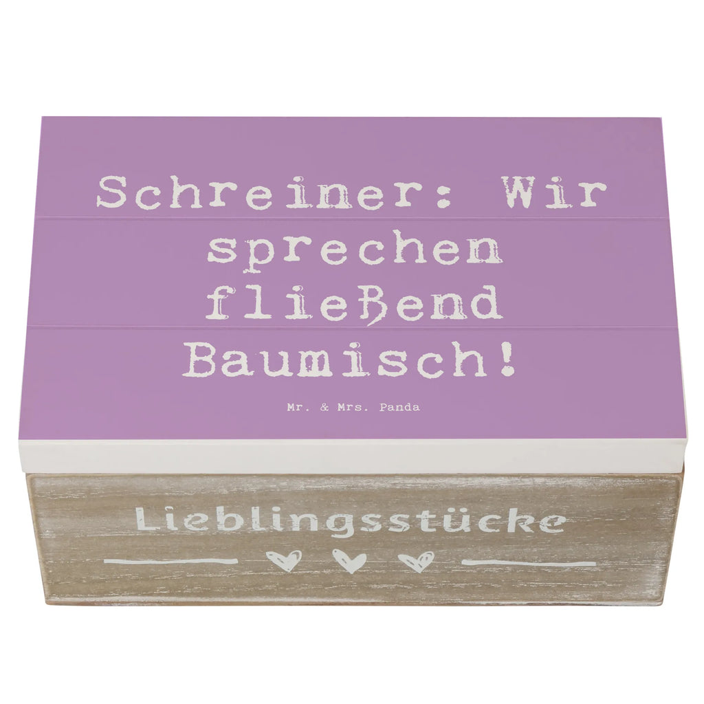 Holzkiste Spruch Schreiner: Wir sprechen fließend Baumisch! Holzkiste, Kiste, Schatzkiste, Truhe, Schatulle, XXL, Erinnerungsbox, Erinnerungskiste, Dekokiste, Aufbewahrungsbox, Geschenkbox, Geschenkdose, Beruf, Ausbildung, Jubiläum, Abschied, Rente, Kollege, Kollegin, Geschenk, Schenken, Arbeitskollege, Mitarbeiter, Firma, Danke, Dankeschön