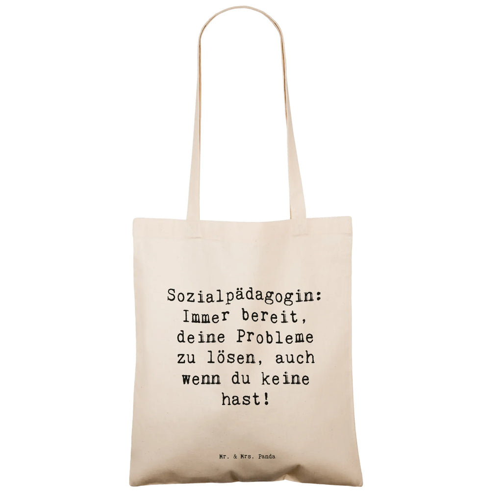 Tragetasche Spruch Sozialpädagogin: Immer bereit, deine Probleme zu lösen, auch wenn du keine hast! Beuteltasche, Beutel, Einkaufstasche, Jutebeutel, Stoffbeutel, Tasche, Shopper, Umhängetasche, Strandtasche, Schultertasche, Stofftasche, Tragetasche, Badetasche, Jutetasche, Einkaufstüte, Laptoptasche, Beruf, Ausbildung, Jubiläum, Abschied, Rente, Kollege, Kollegin, Geschenk, Schenken, Arbeitskollege, Mitarbeiter, Firma, Danke, Dankeschön