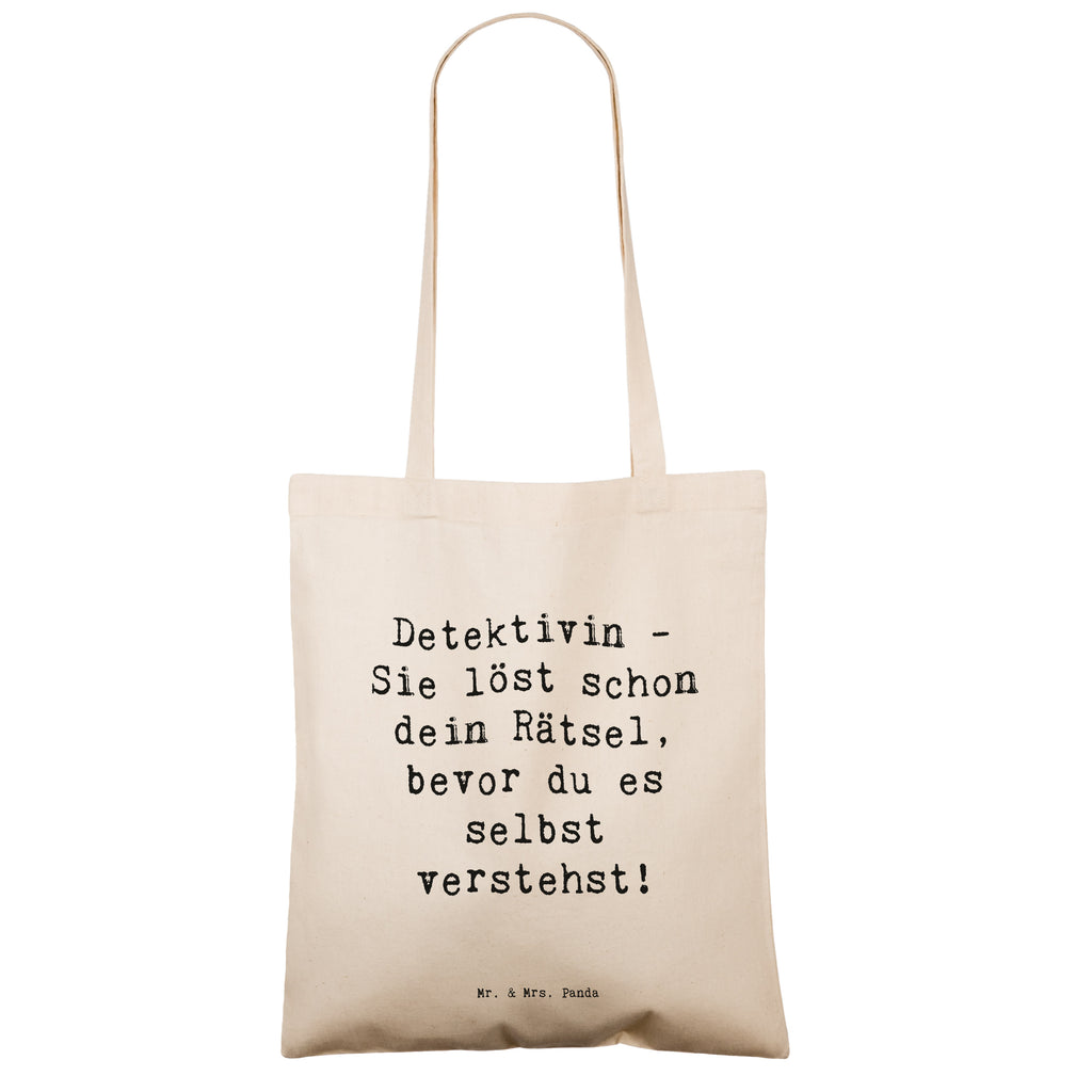 Tragetasche Spruch Detektivin - Sie löst schon dein Rätsel, bevor du es selbst verstehst! Beuteltasche, Beutel, Einkaufstasche, Jutebeutel, Stoffbeutel, Tasche, Shopper, Umhängetasche, Strandtasche, Schultertasche, Stofftasche, Tragetasche, Badetasche, Jutetasche, Einkaufstüte, Laptoptasche, Beruf, Ausbildung, Jubiläum, Abschied, Rente, Kollege, Kollegin, Geschenk, Schenken, Arbeitskollege, Mitarbeiter, Firma, Danke, Dankeschön