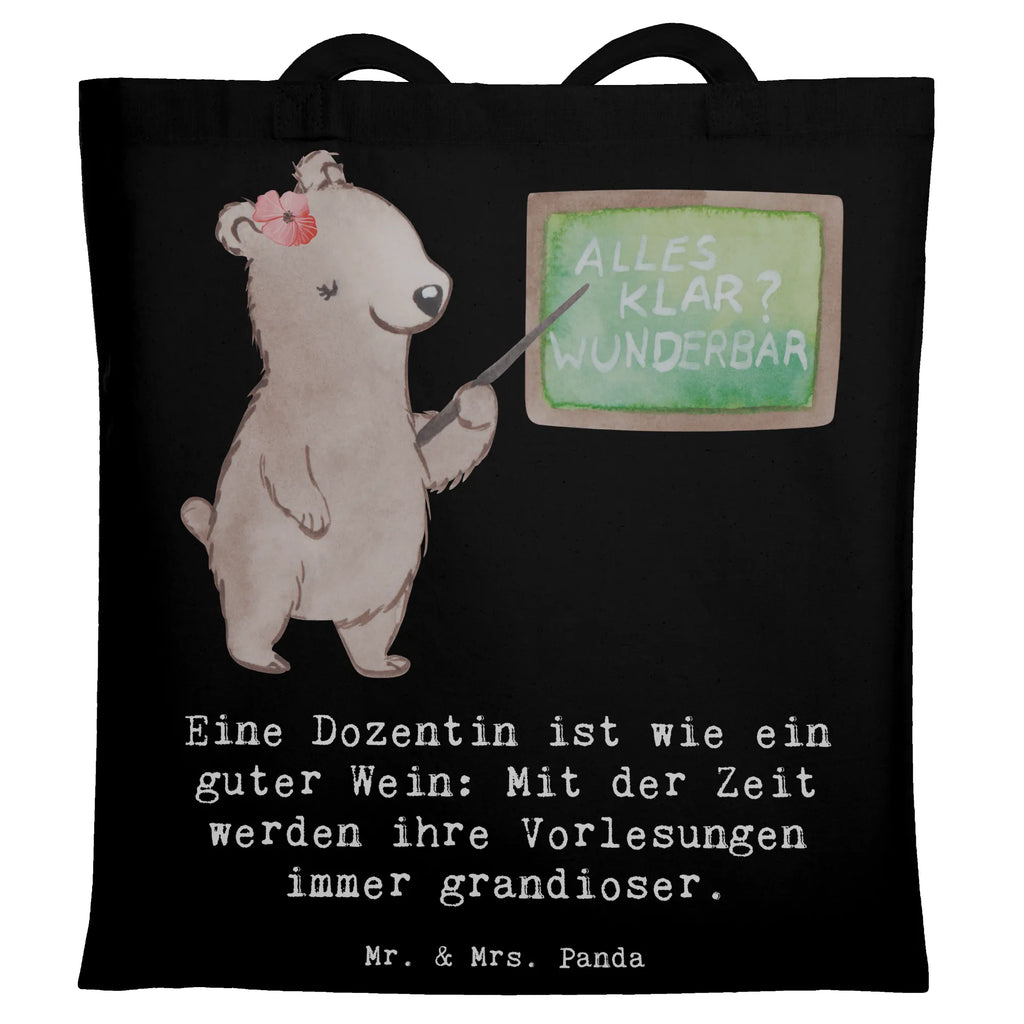 Tragetasche Eine Dozentin ist wie ein guter Wein: Mit der Zeit werden ihre Vorlesungen immer grandioser. Beuteltasche, Beutel, Einkaufstasche, Jutebeutel, Stoffbeutel, Tasche, Shopper, Umhängetasche, Strandtasche, Schultertasche, Stofftasche, Tragetasche, Badetasche, Jutetasche, Einkaufstüte, Laptoptasche, Beruf, Ausbildung, Jubiläum, Abschied, Rente, Kollege, Kollegin, Geschenk, Schenken, Arbeitskollege, Mitarbeiter, Firma, Danke, Dankeschön