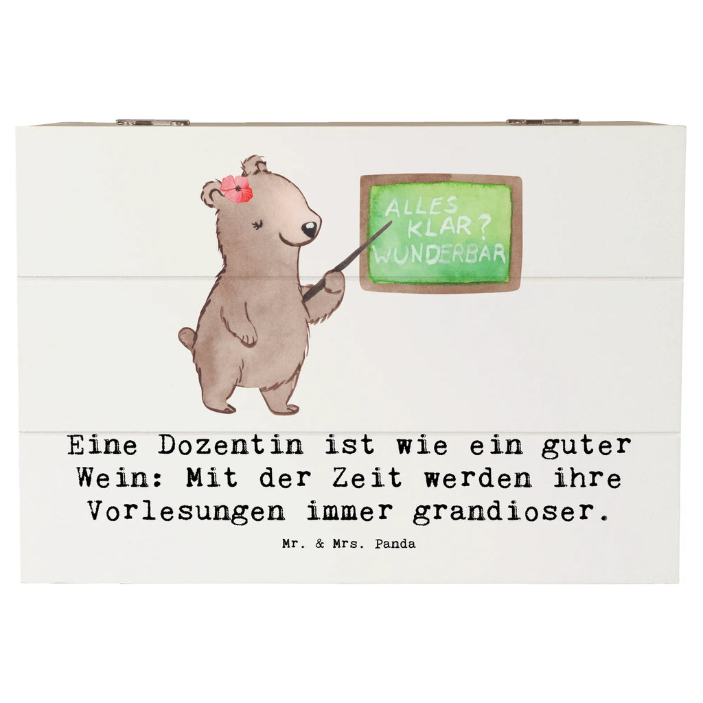 Holzkiste Eine Dozentin ist wie ein guter Wein: Mit der Zeit werden ihre Vorlesungen immer grandioser. Holzkiste, Kiste, Schatzkiste, Truhe, Schatulle, XXL, Erinnerungsbox, Erinnerungskiste, Dekokiste, Aufbewahrungsbox, Geschenkbox, Geschenkdose, Beruf, Ausbildung, Jubiläum, Abschied, Rente, Kollege, Kollegin, Geschenk, Schenken, Arbeitskollege, Mitarbeiter, Firma, Danke, Dankeschön