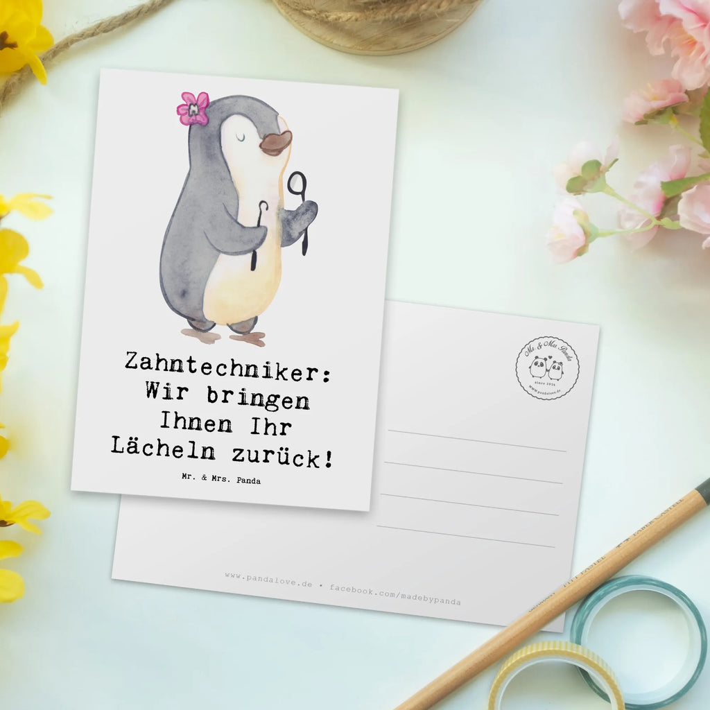 Postkarte Zahntechniker: Wir bringen Ihnen Ihr Lächeln zurück! Postkarte, Karte, Geschenkkarte, Grußkarte, Einladung, Ansichtskarte, Geburtstagskarte, Einladungskarte, Dankeskarte, Ansichtskarten, Einladung Geburtstag, Einladungskarten Geburtstag, Beruf, Ausbildung, Jubiläum, Abschied, Rente, Kollege, Kollegin, Geschenk, Schenken, Arbeitskollege, Mitarbeiter, Firma, Danke, Dankeschön