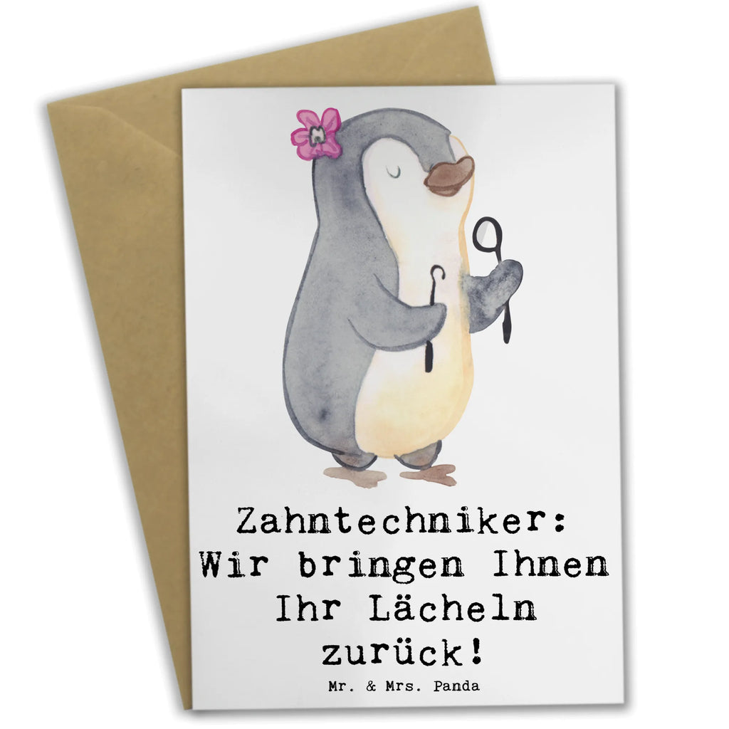 Grußkarte Zahntechniker: Wir bringen Ihnen Ihr Lächeln zurück! Grußkarte, Klappkarte, Einladungskarte, Glückwunschkarte, Hochzeitskarte, Geburtstagskarte, Karte, Ansichtskarten, Beruf, Ausbildung, Jubiläum, Abschied, Rente, Kollege, Kollegin, Geschenk, Schenken, Arbeitskollege, Mitarbeiter, Firma, Danke, Dankeschön