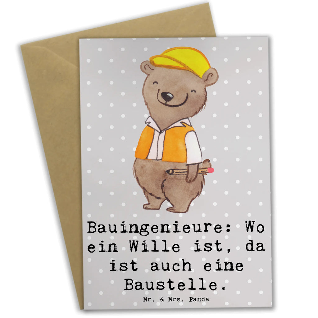 Grußkarte Bauingenieure: Wo ein Wille ist, da ist auch eine Baustelle. Grußkarte, Klappkarte, Einladungskarte, Glückwunschkarte, Hochzeitskarte, Geburtstagskarte, Karte, Ansichtskarten, Beruf, Ausbildung, Jubiläum, Abschied, Rente, Kollege, Kollegin, Geschenk, Schenken, Arbeitskollege, Mitarbeiter, Firma, Danke, Dankeschön