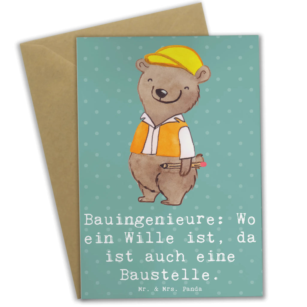 Grußkarte Bauingenieure: Wo ein Wille ist, da ist auch eine Baustelle. Grußkarte, Klappkarte, Einladungskarte, Glückwunschkarte, Hochzeitskarte, Geburtstagskarte, Karte, Ansichtskarten, Beruf, Ausbildung, Jubiläum, Abschied, Rente, Kollege, Kollegin, Geschenk, Schenken, Arbeitskollege, Mitarbeiter, Firma, Danke, Dankeschön