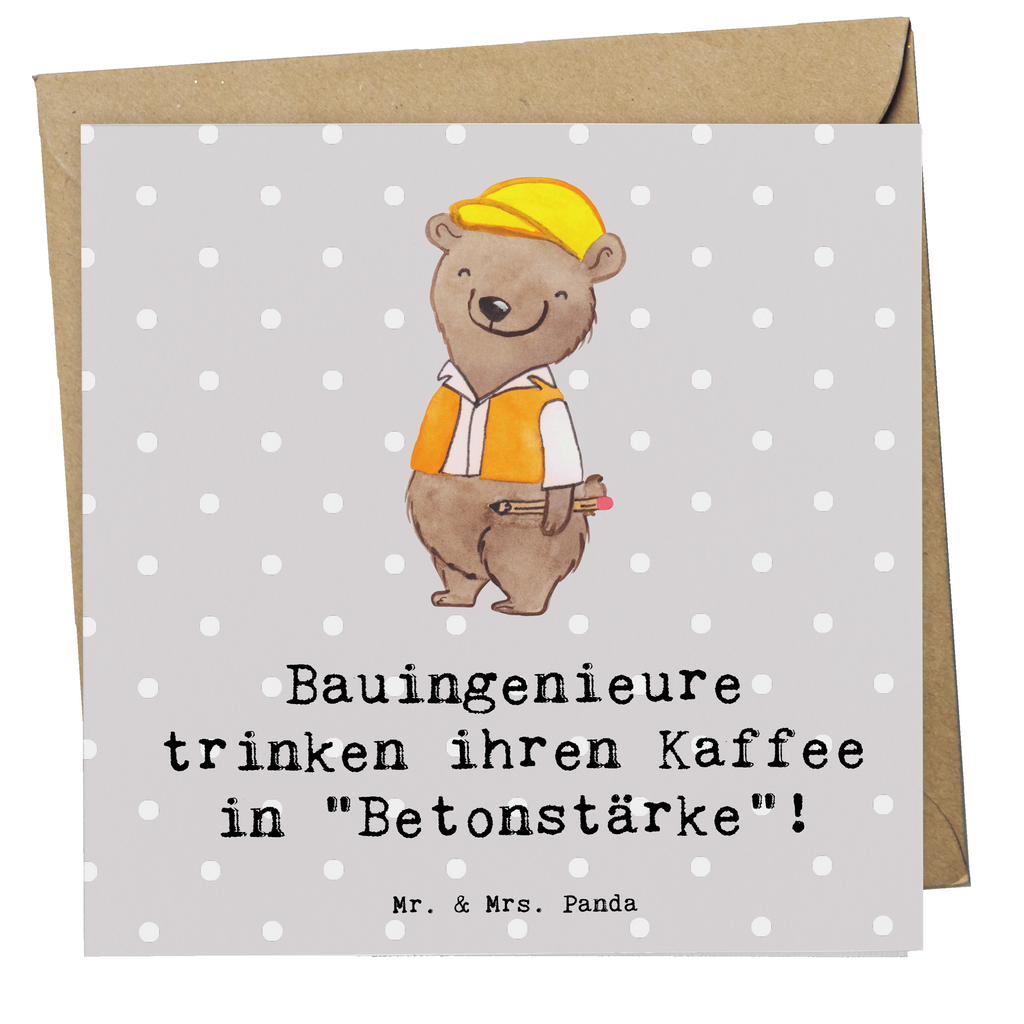 Deluxe Karte Bauingenieure trinken ihren Kaffee in "Betonstärke"! Karte, Grußkarte, Klappkarte, Einladungskarte, Glückwunschkarte, Hochzeitskarte, Geburtstagskarte, Hochwertige Grußkarte, Hochwertige Klappkarte, Beruf, Ausbildung, Jubiläum, Abschied, Rente, Kollege, Kollegin, Geschenk, Schenken, Arbeitskollege, Mitarbeiter, Firma, Danke, Dankeschön