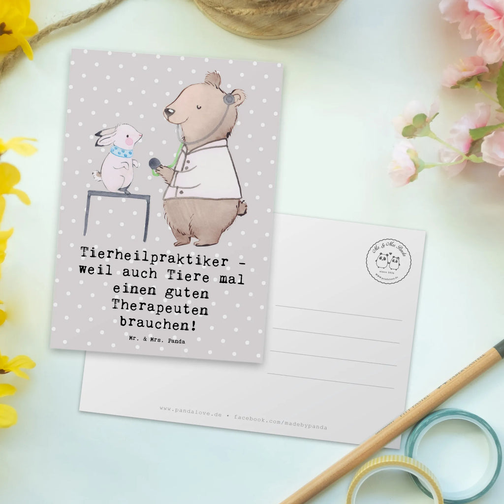 Postkarte Tierheilpraktiker - weil auch Tiere mal einen guten Therapeuten brauchen! Postkarte, Karte, Geschenkkarte, Grußkarte, Einladung, Ansichtskarte, Geburtstagskarte, Einladungskarte, Dankeskarte, Ansichtskarten, Einladung Geburtstag, Einladungskarten Geburtstag, Beruf, Ausbildung, Jubiläum, Abschied, Rente, Kollege, Kollegin, Geschenk, Schenken, Arbeitskollege, Mitarbeiter, Firma, Danke, Dankeschön