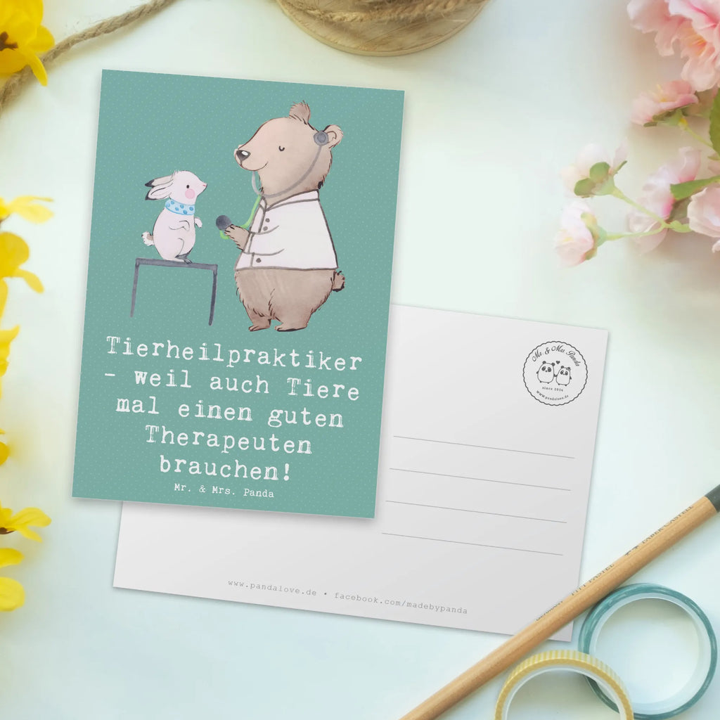 Postkarte Tierheilpraktiker - weil auch Tiere mal einen guten Therapeuten brauchen! Postkarte, Karte, Geschenkkarte, Grußkarte, Einladung, Ansichtskarte, Geburtstagskarte, Einladungskarte, Dankeskarte, Ansichtskarten, Einladung Geburtstag, Einladungskarten Geburtstag, Beruf, Ausbildung, Jubiläum, Abschied, Rente, Kollege, Kollegin, Geschenk, Schenken, Arbeitskollege, Mitarbeiter, Firma, Danke, Dankeschön