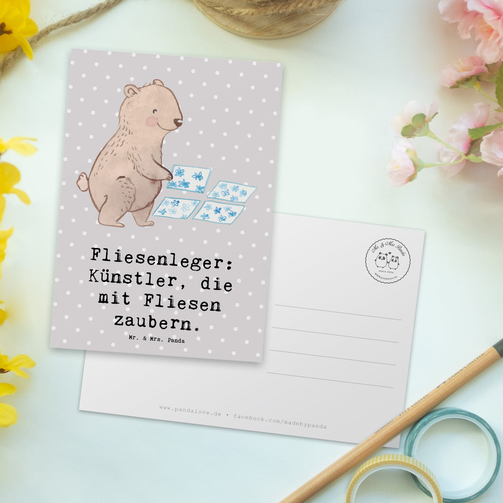 Postkarte Fliesenleger: Künstler, die mit Fliesen zaubern. Postkarte, Karte, Geschenkkarte, Grußkarte, Einladung, Ansichtskarte, Geburtstagskarte, Einladungskarte, Dankeskarte, Ansichtskarten, Einladung Geburtstag, Einladungskarten Geburtstag, Beruf, Ausbildung, Jubiläum, Abschied, Rente, Kollege, Kollegin, Geschenk, Schenken, Arbeitskollege, Mitarbeiter, Firma, Danke, Dankeschön