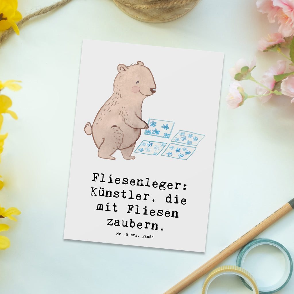 Postkarte Fliesenleger: Künstler, die mit Fliesen zaubern. Postkarte, Karte, Geschenkkarte, Grußkarte, Einladung, Ansichtskarte, Geburtstagskarte, Einladungskarte, Dankeskarte, Ansichtskarten, Einladung Geburtstag, Einladungskarten Geburtstag, Beruf, Ausbildung, Jubiläum, Abschied, Rente, Kollege, Kollegin, Geschenk, Schenken, Arbeitskollege, Mitarbeiter, Firma, Danke, Dankeschön