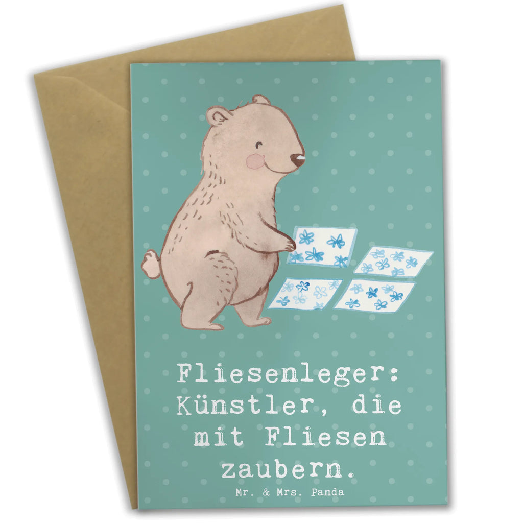 Grußkarte Fliesenleger: Künstler, die mit Fliesen zaubern. Grußkarte, Klappkarte, Einladungskarte, Glückwunschkarte, Hochzeitskarte, Geburtstagskarte, Karte, Ansichtskarten, Beruf, Ausbildung, Jubiläum, Abschied, Rente, Kollege, Kollegin, Geschenk, Schenken, Arbeitskollege, Mitarbeiter, Firma, Danke, Dankeschön