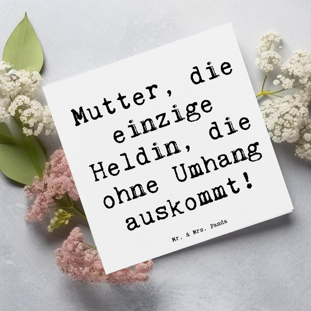 Deluxe Karte Spruch Heldin Mutter Karte, Grußkarte, Klappkarte, Einladungskarte, Glückwunschkarte, Hochzeitskarte, Geburtstagskarte, Hochwertige Grußkarte, Hochwertige Klappkarte, Familie, Vatertag, Muttertag, Bruder, Schwester, Mama, Papa, Oma, Opa