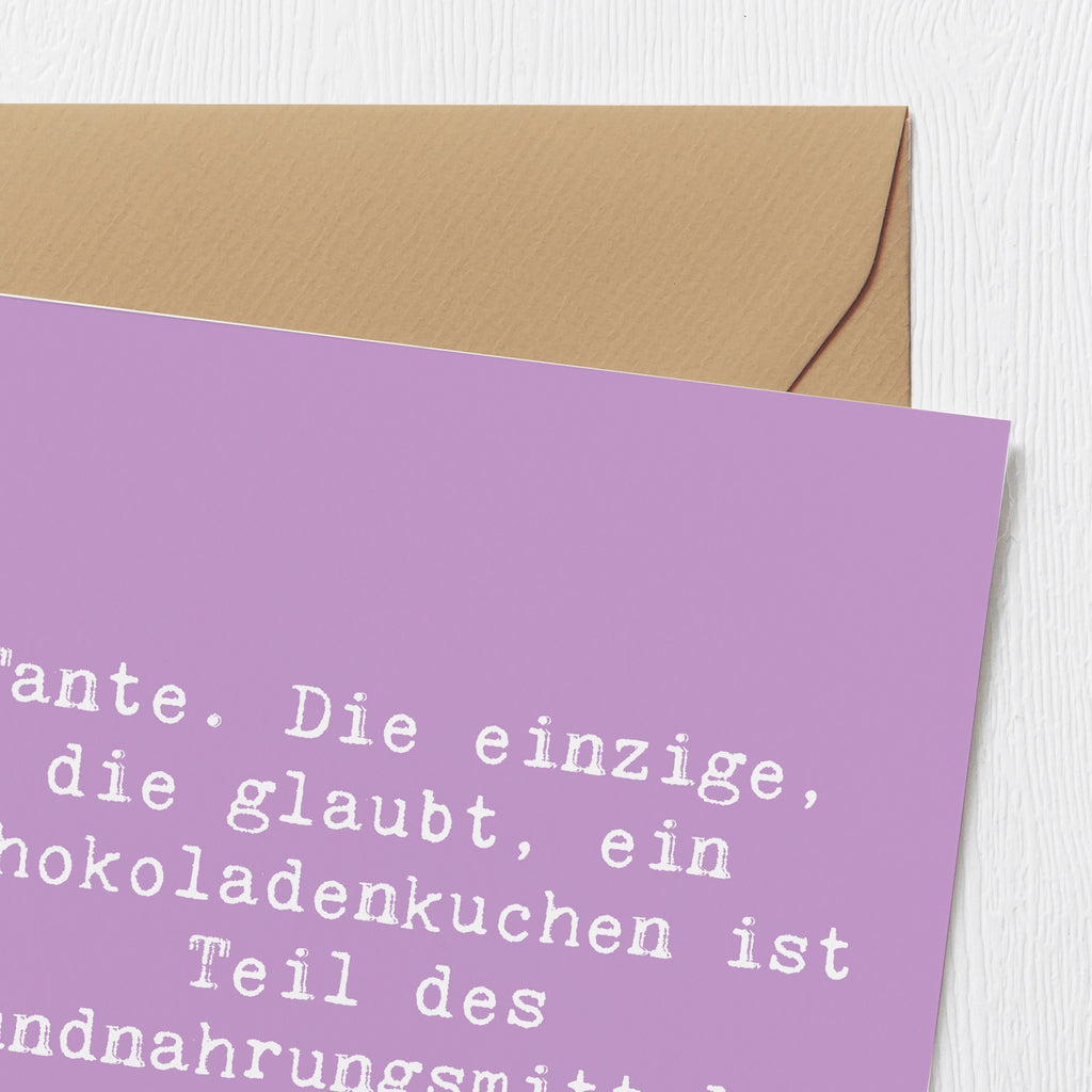 Deluxe Karte Spruch Tante Schokoladenkuchen Karte, Grußkarte, Klappkarte, Einladungskarte, Glückwunschkarte, Hochzeitskarte, Geburtstagskarte, Hochwertige Grußkarte, Hochwertige Klappkarte, Familie, Vatertag, Muttertag, Bruder, Schwester, Mama, Papa, Oma, Opa